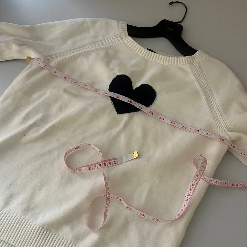 Talbots White Sweater with Black Heart - Picture 5 of 6